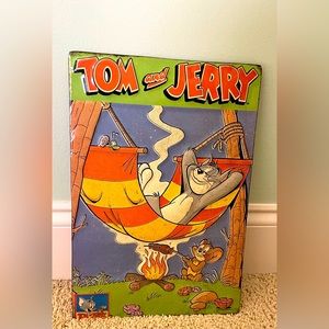 Tom &Jerry Tin sign. Barely hung in room. Smoke free home.
